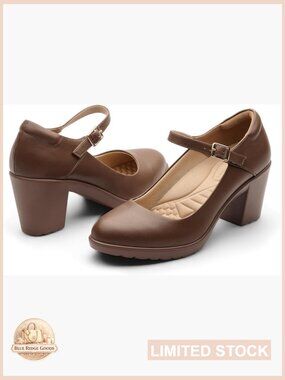 Arch Support Mary Jane Heels Chunky Block Pumps Comfortable Dress Shoes